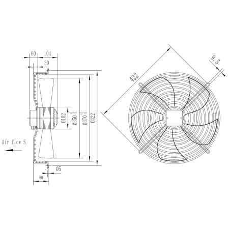 Ventilator 300 mm Aspiratie Axial