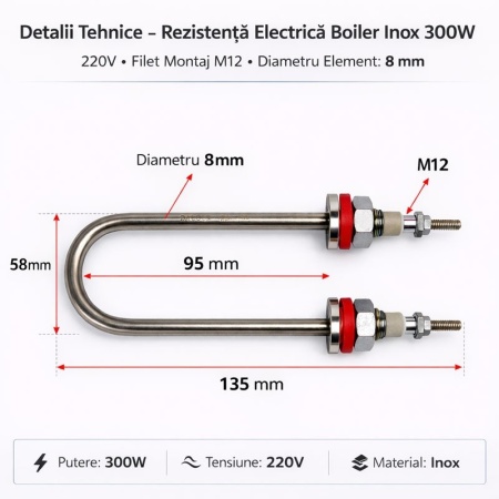Rezistenta Boiler Inox 300W