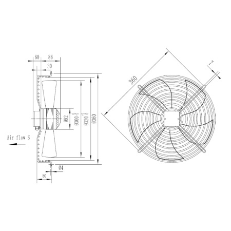 Ventilator 300 mm Aspiratie Axial