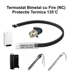 Termostat Bimetal 135˚C cu Fire KSD9700 NC, 250/16A