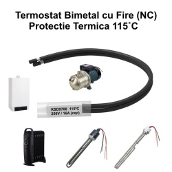Termostat Bimetal 115˚C cu Fire KSD9700 NC, 250/16A