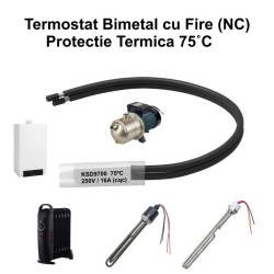 Termostat Temperatura 75˚C cu Fire, Bimetal KSD9700 NC, 250/16A