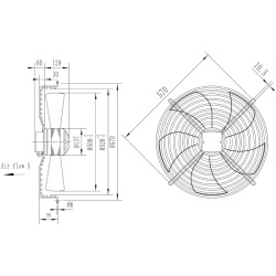 Ventilator 500 mm Aspiratie Axial