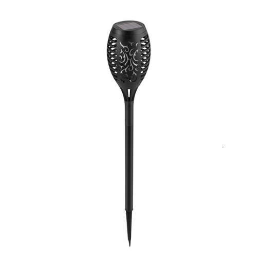 Lampa solara cu efect de flacara tip tarus - 12 LED-uri, Soleil World, 49 x 7 cm, negru