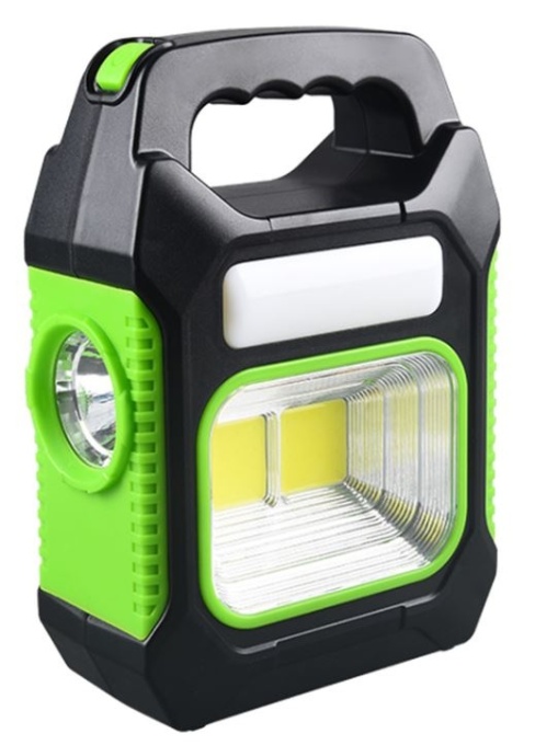 Lanterna solara multifunctionala pentru camping, pescuit si drumetii, 3 moduri de lucru, port USB pentru incarcare dispozitive mobile, culoare verde