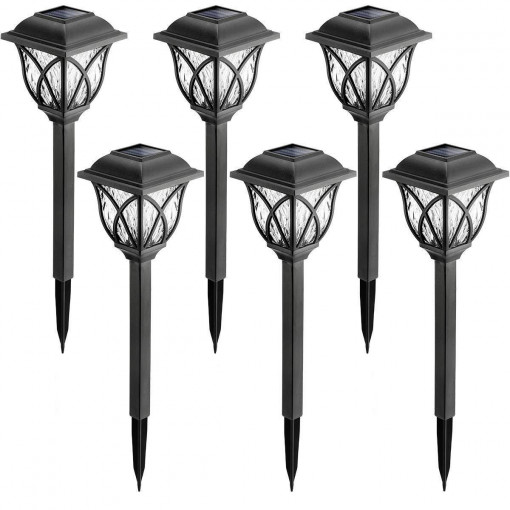Set 6 bucati lampa solara decorativa pentru gradina, LED, IP44, 10 x 44 cm