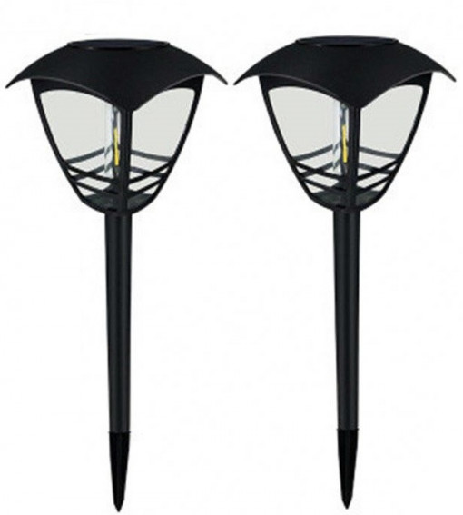 Set 2 bucati lampa solara cu incandescenta, Soleil World, IP44 , lumina calda, negru, 56 x 14.5 cm