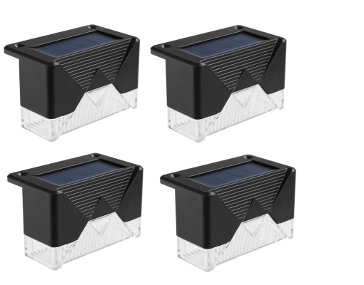 Set 4 x Mini lampa solara LED pentru scara, culoare negru, 8 x 5 cm