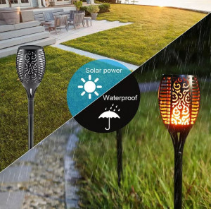Lampa solara cu efect de flacara tip tarus - 33 LED-uri, Soleil World, 58.5 x 10 cm, negru - Img 4