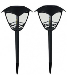 Set 2 bucati lampa solara cu incandescenta, Soleil World, IP44 , lumina calda, negru, 56 x 14.5 cm - Img 1