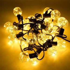 Ghirlanda luminoasa solara si USB, 10M lungime cu 20 de becuri LED, lumina calda pentru exterior - Img 5