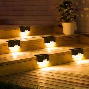 Set 4 x Mini lampa solara LED pentru scara, culoare negru, 8 x 5 cm - Img 2