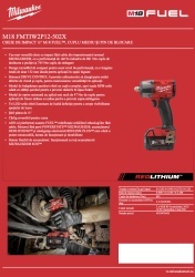 CHEIE DE IMPACT ½″ M18 FUEL™, CUPLU MEDIU ȘI PIN DE BLOCARE MILWAUKEE M18 FMTIW2P12-502X - Img 7