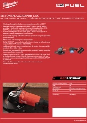 Polizor unghiular 230 mm cu frânare și comutator tip clapetă M18 FUEL™ ONE-KEY™ MILWAUKEE M18 ONEFLAG230XPDB-122C (fara incarcator, fara acumulator) - Img 9