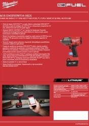 CHEIE DE IMPACT ¾″ ONE-KEY™ M18 FUEL™, CUPLU RIDICAT ȘI INEL DE FIXARE MILWAUKEE M18 ONEFHIWF34-502X - Img 8