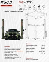 Elevator auto 2 coloane SWAG SW4000 hidraulic, 4 tone deblocare dintr-un punct - Img 3