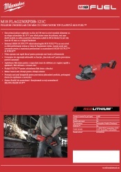 Polizor unghiular 230 mm cu comutator tip clapetă M18 FUEL™ MILWAUKEE M18 FLAG230XPDB-121C - Img 9