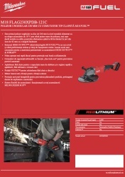 Polizor unghiular 230 mm cu comutator tip clapetă M18 FUEL™ MILWAUKEE M18 FLAG230XPDB-121C (fara acumulator si incarcator) - Img 7