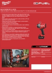 Cheie de impact, cuplu ridicat M18 FUEL™ ½″ cu pin de blocare MILWAUKEE M18 FHIW2P12-502X (fără acumulatori, încărcător și cutie) - Img 7