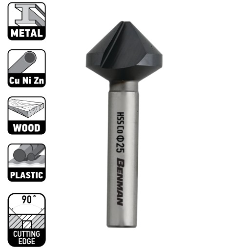 Tesitor conic 90° HSS-Co5%, DIN335C, acoperire TiAIN