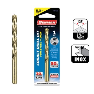 Burghiu pentru metal HSS-Co5%, DIN338 blister
