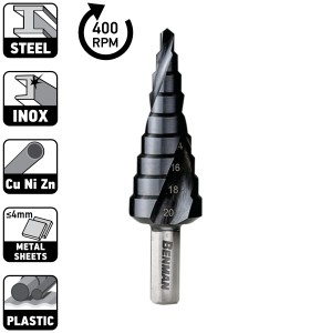 Burghiu conic in trepte elicoidal HSS-M2 acoperire TiAIN - Img 1