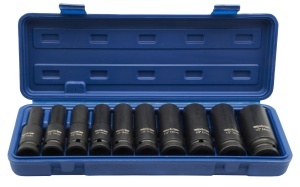Trusa 10 chei tubulare lungi de impact 1/2'':10-24mm