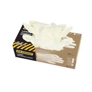 Manusi de unica folosinta latex, pudrate, 100pcs - Img 2