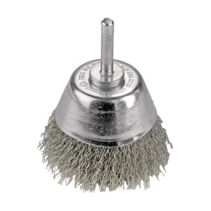 Perie de sarma pensula cu coada, fir ondulat INOX