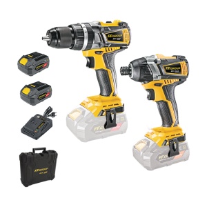 Set Masina de gaurit cu percutie + Masina de insurubat cu impact cu 2 acumulatori 20V-4.0Ah