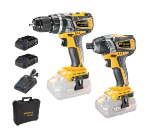 Set Masina de gaurit cu percutie + Masina de insurubat cu impact cu 2 acumulatori 20V-2.0Ah
