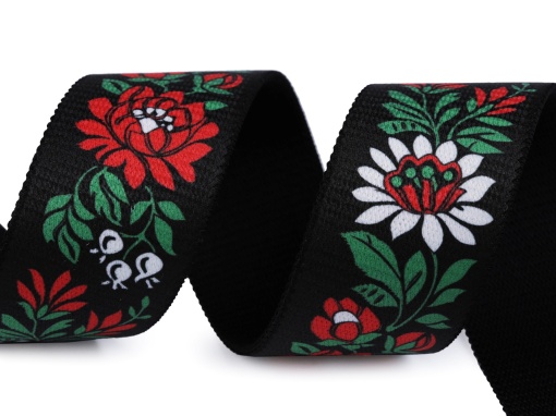 Elastic lat cu motiv floral, lățime 40 mm