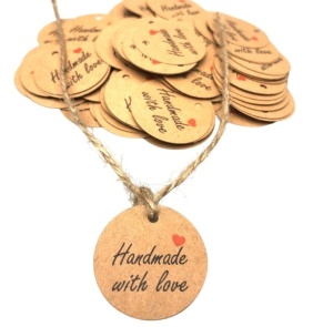 Etichete din hârtie rotunde Handmade 3cm - set 10 buc - Img 1