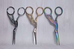 Foarfecă pentru broderie, model barză, lungime 11.5 cm