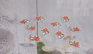 Nasturi decorativi din lemn, model acadele - set 10 buc