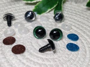 Ochi cu sclipici (model nou tesit) Ø12 mm - set 10 buc (5 perechi)