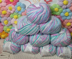 Pachet promo Jeans Soft Colors roz/bleo/verde turqoise - 55%bumbac +45%acril - 500 gr