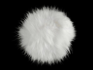 Pompon blană artificială alb, Ø4-6 cm