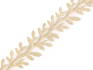 Bandă decorativă cu frunze din satin, lățime 24 mm - Img 2