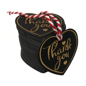 Etichete din hârtie în formă de inimă Thank you 5cm - set 10 buc