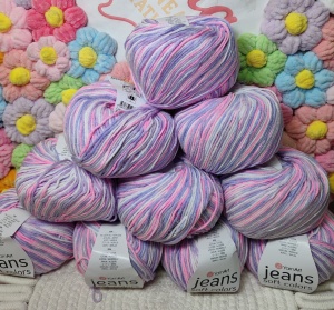 Pachet promo Jeans Soft Colors roz/lila - 55%bumbac +45%acril - 500 gr