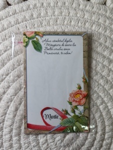 Cartonas + punguta - model flori cu mesaj