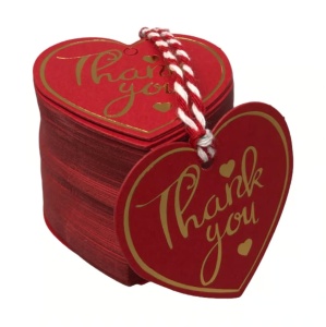 Etichete din hârtie în formă de inimă Thank you 5cm - set 10 buc - Img 2