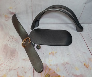 Kit geanta piele ecologica - gri inchis