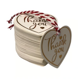 Etichete din hârtie în formă de inimă Thank you 5cm - set 10 buc - Img 3