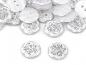 Nasturi cu sclipici - argintii - set 10 buc