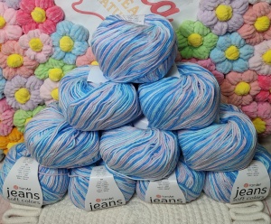 Pachet promo Jeans Soft Colors bleo/roz - 55%bumbac +45%acril - 500 gr