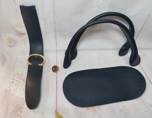 Kit geanta piele ecologica - bleumarin foarte inchis