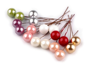 Bobițe decorative artificiale pe sârmă Ø1,5 cm