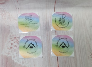 Etichete autoadezive personalizate / model floare / culoare curcubeu - set 10 bucati - Img 1